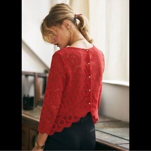 Elegant Red Lace Women's Top